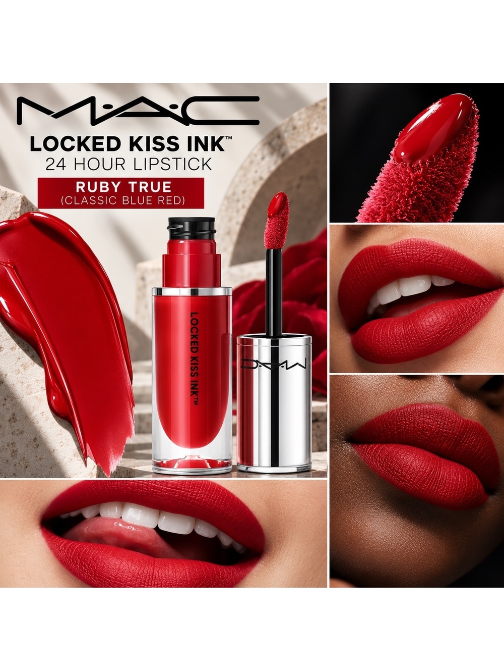 MAC Cosmetics Locked Kiss Ink Lipstick• 24 Hr Lipstick in Ruby True • New in Box